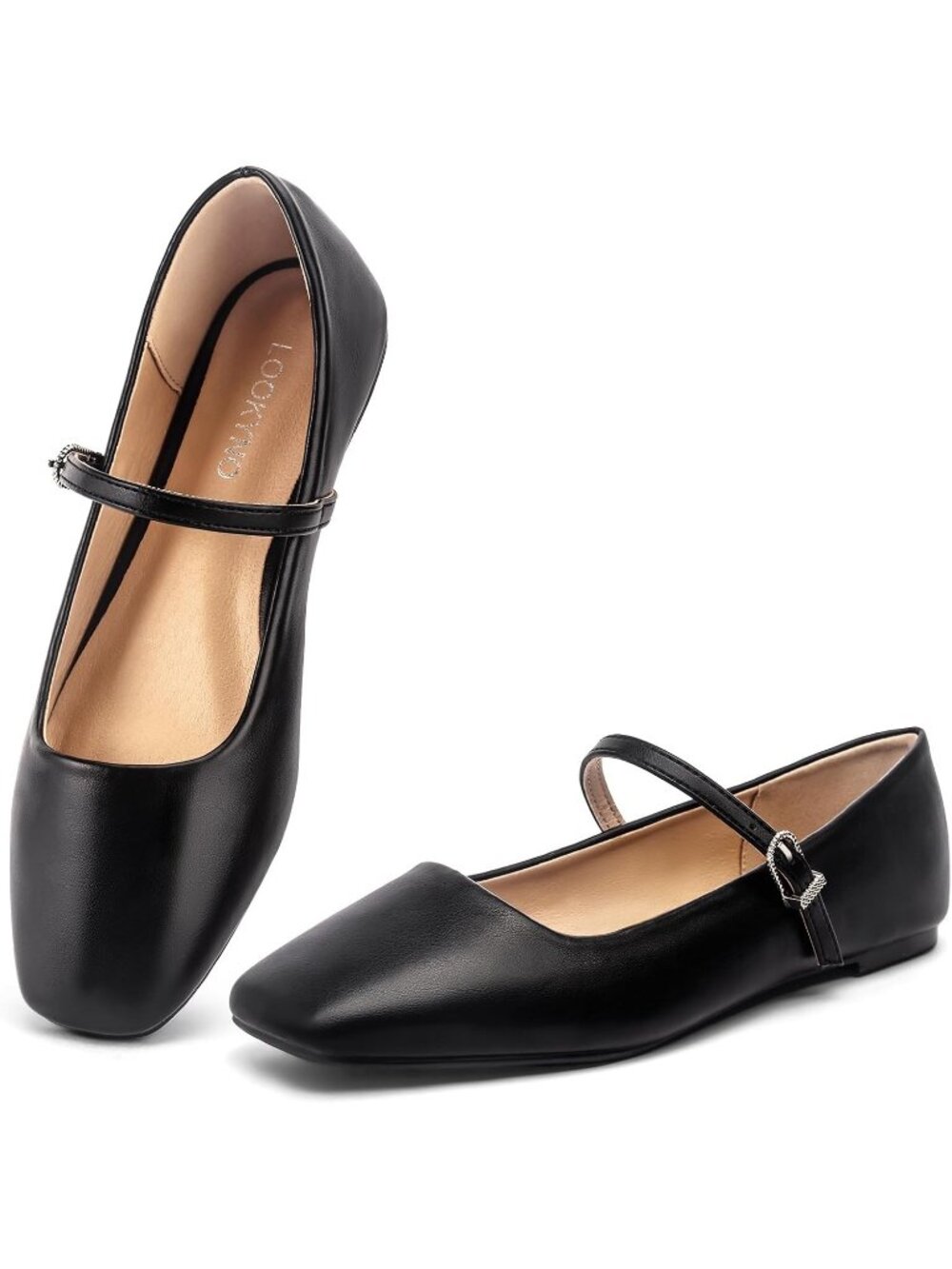 Women's Black Closed Toe Chic Footwear Latex Insole Ballet Mary Jane Flat Shoes
